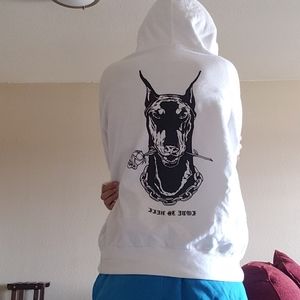 White "Love is Hell" hoodie